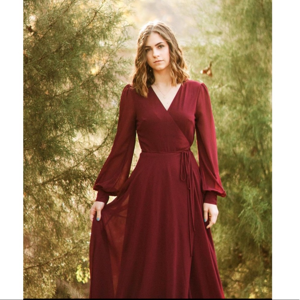 Lulu’s My Whole Heart Plum Long Sleeve Wrap Dress